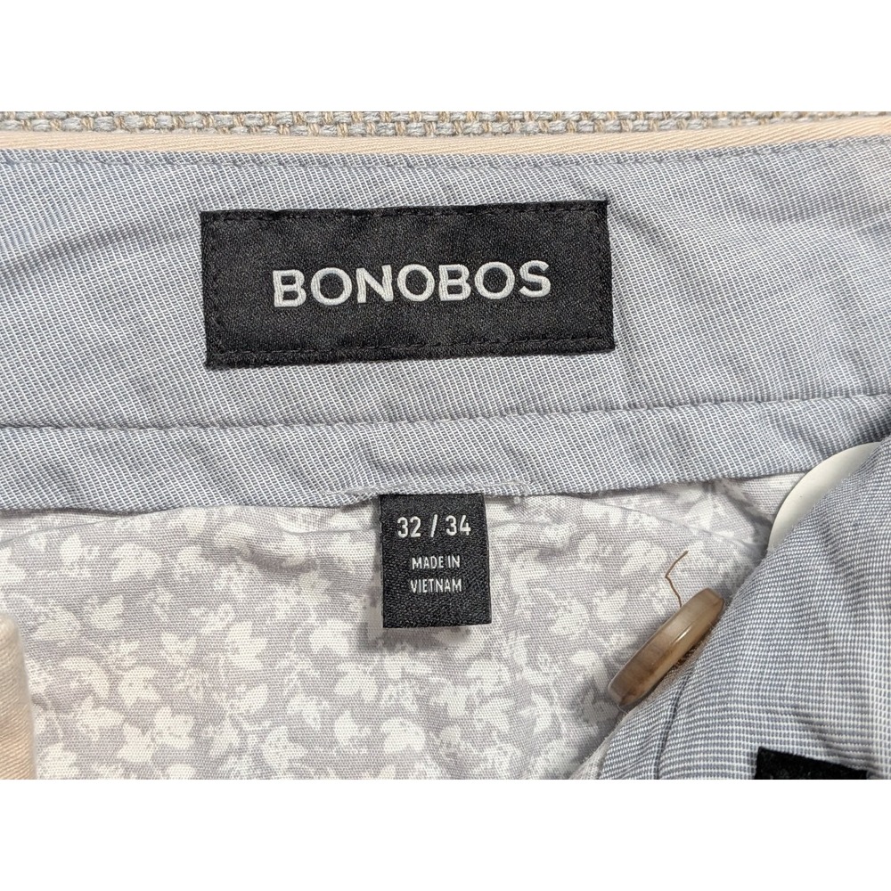 BONOBOS Men's 32x34 Beige Khaki Chinos Slim Taper Stretch Cotton Pants Office - Picture 5 of 13